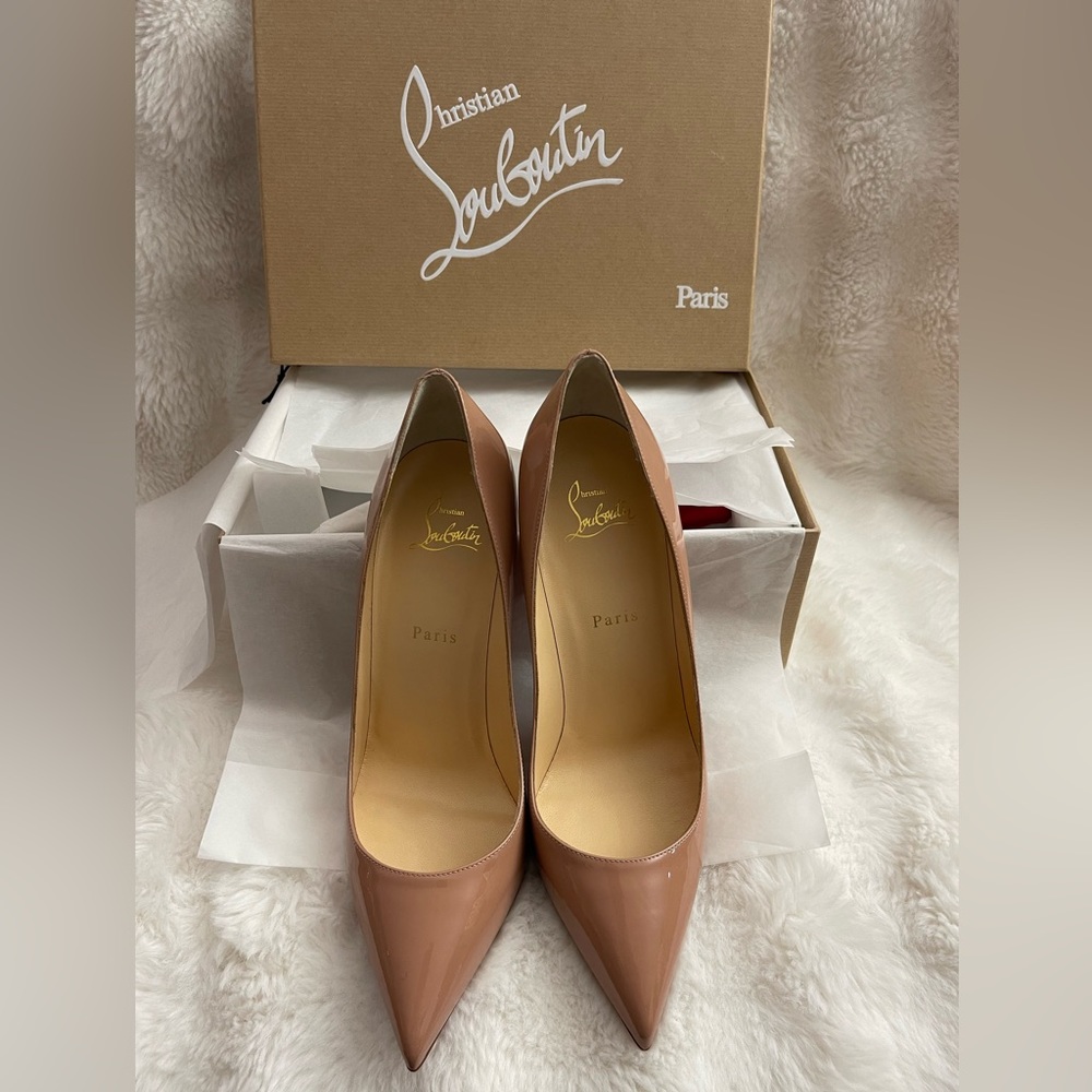 Authentic Christian Louboutin Pigalle Follies 100 Patent Blush Shoes size 40.5